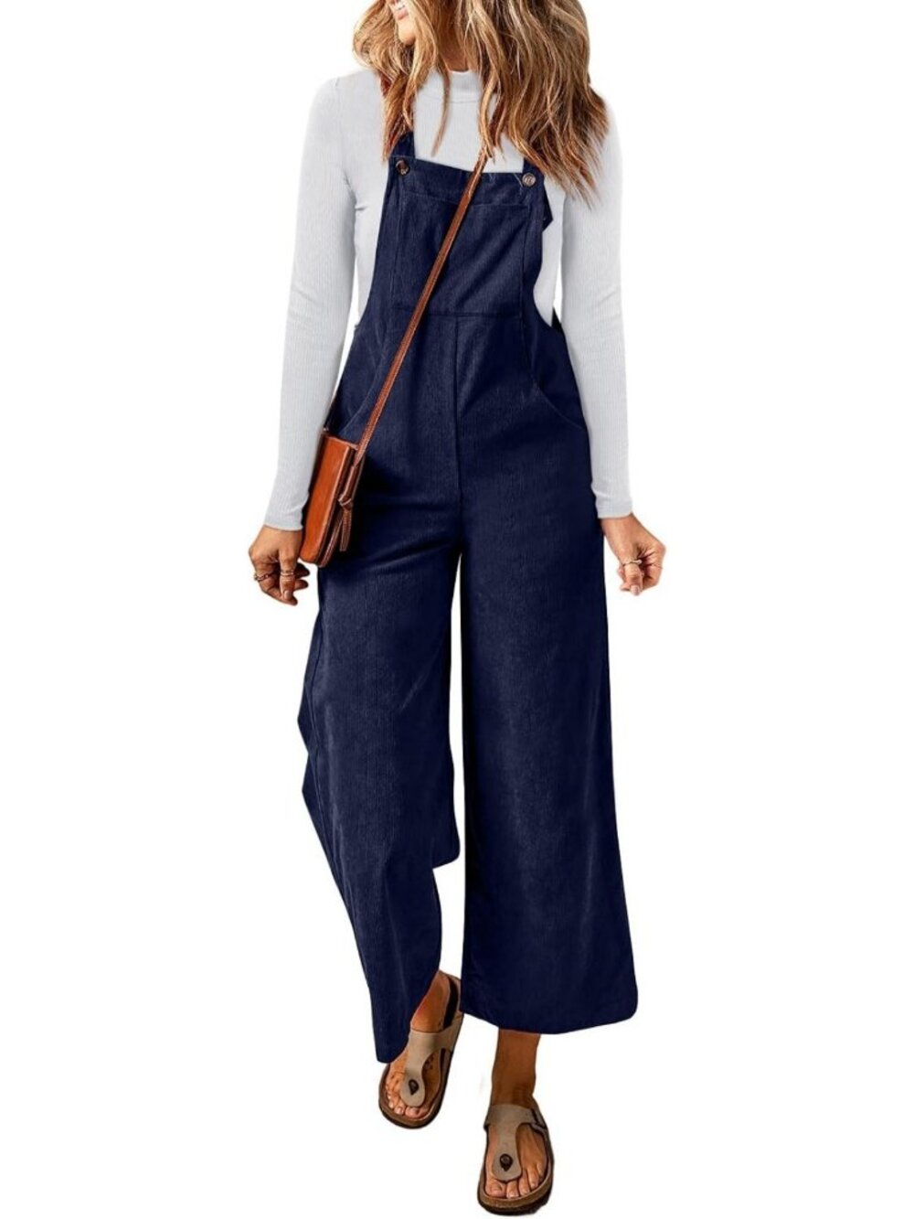 Cozy Corduroy Overalls for Women | Adjustable Strap, Wide Leg, Sleeveless